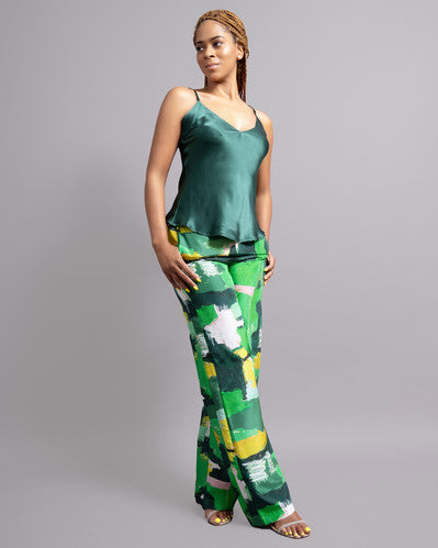 Green Gold Pastel Marks Palazzo Pants