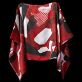 Red White Black Dots and Stripes Puncho Top