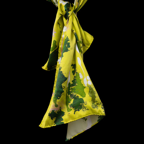 Yellow Green Wall Splash Oblong Scarf