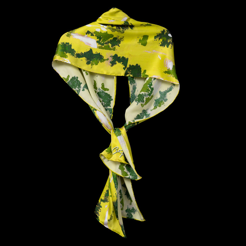 Yellow Green Wall Splash Oblong Scarf