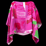 Pink Green White Checker Board  Puncho Top