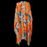 Orange Blue Cactus Camo Kimono Duster