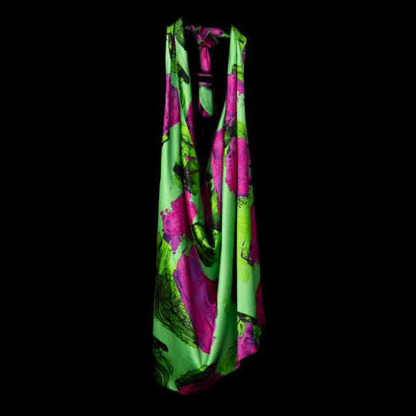 Green Magenta Blocks Halter Top