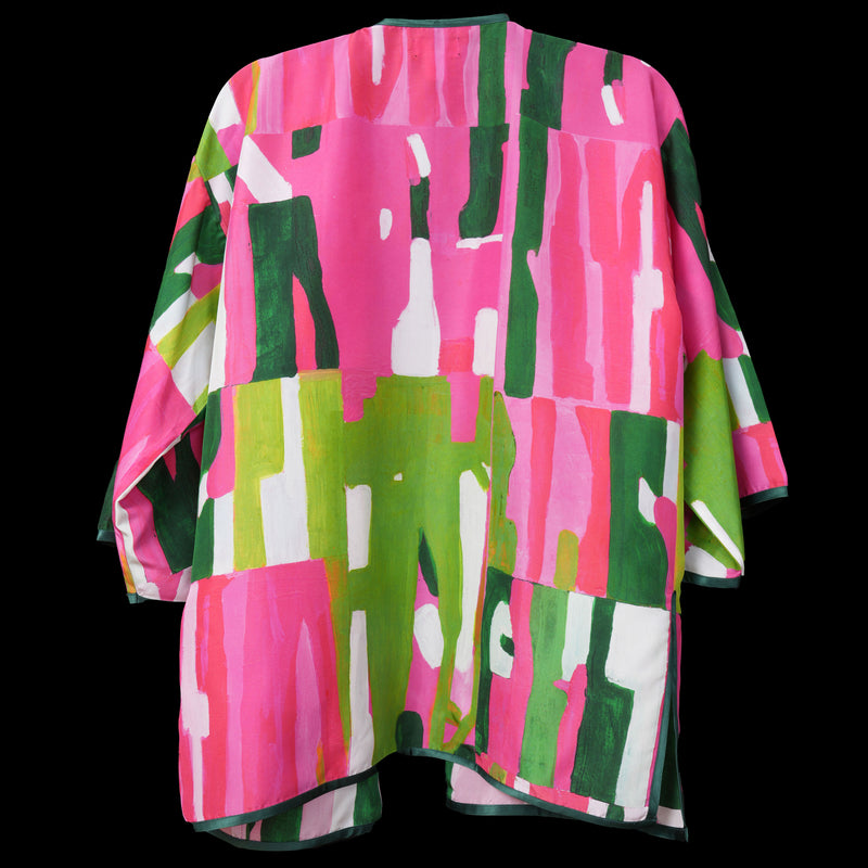 Pink Green Bamboo Silk Cardigan