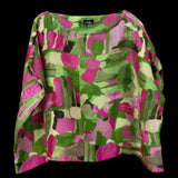 Lime Green Pink Ivy Fields Boatneck Oversized Top