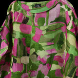 Lime Green Pink Ivy Fields Boatneck Oversized Top