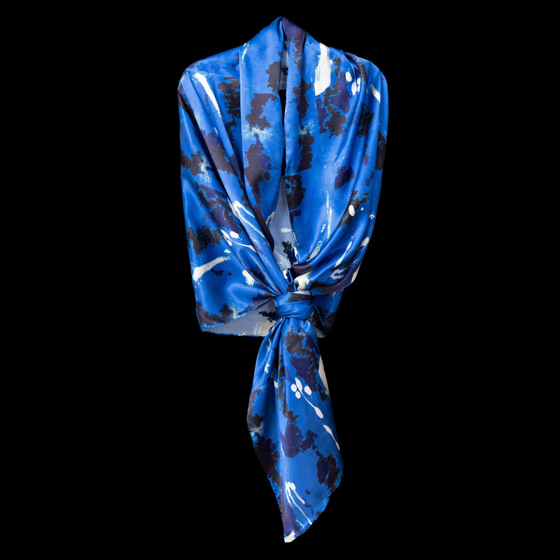 Blue Navy Wall Splash Wrap Scarf