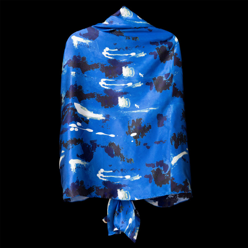 Blue Navy Wall Splash Wrap Scarf