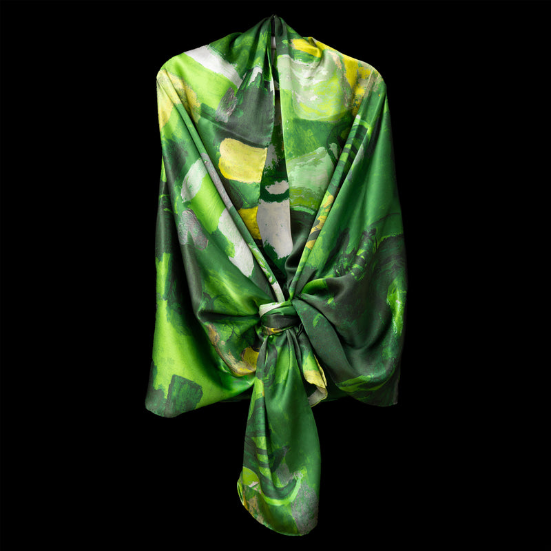 Green Gold Abstract II Wrap Scarf