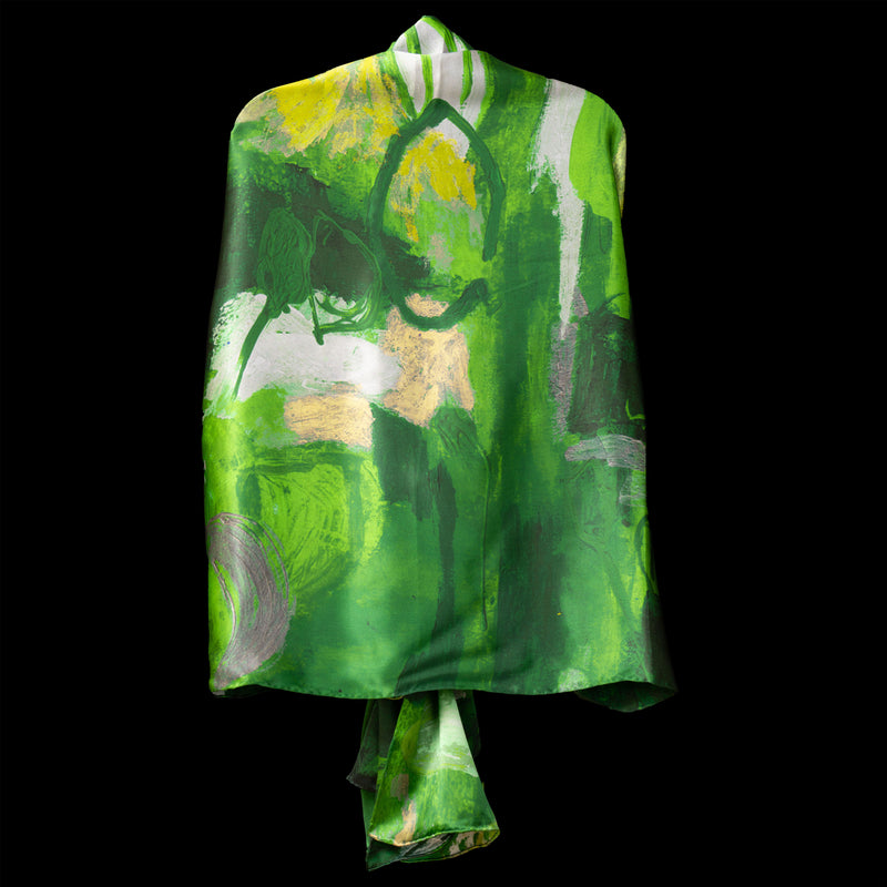 Green Gold Abstract II Wrap Scarf