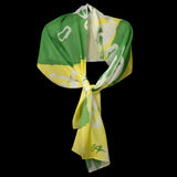 Yellow Green Floral Stems Oblong Scarf