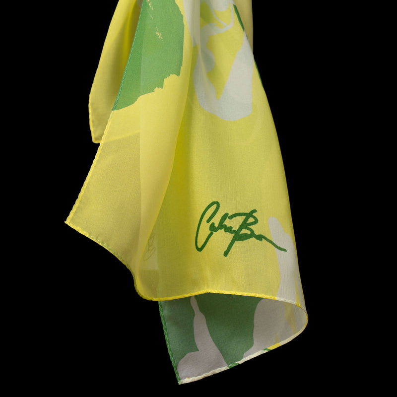 Yellow Green Floral Stems Oblong Scarf