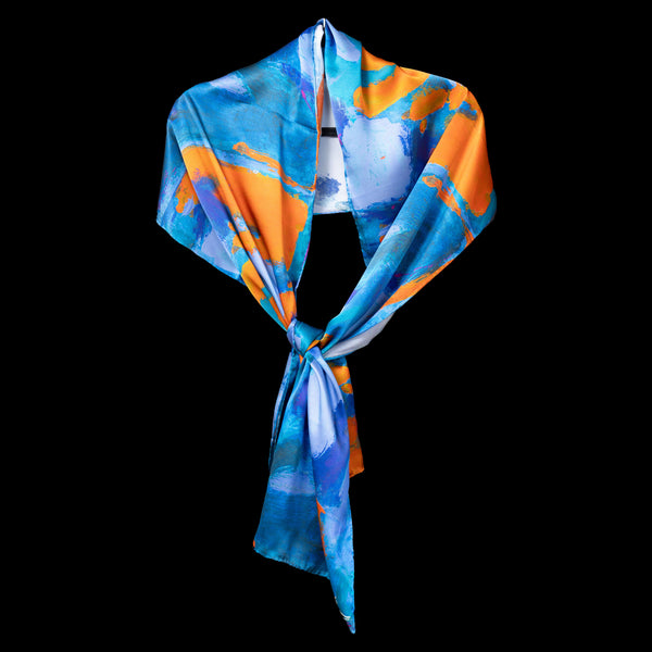 Blue Orange Abstract I Oblong Scarf