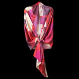Red Burgundy Cream Abstract Blocks Wrap Scarf