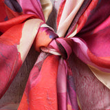 Red Burgundy Cream Abstract Blocks Wrap Scarf