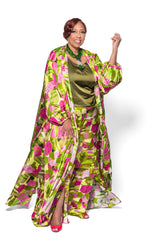 Lime Green Pink Ivy Fields Raglan Duster