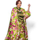 Lime Green Pink Ivy Fields Raglan Duster