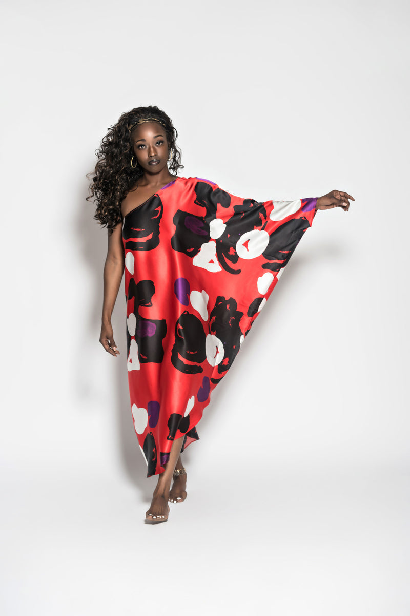 tropical one shoulder dress Sugar Lips Tropical Floral One-Shoulder Dress