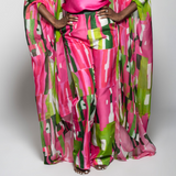 Pink Green Bamboo Palazzo Pants