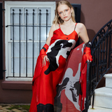 Red Black Marble Slip Dress