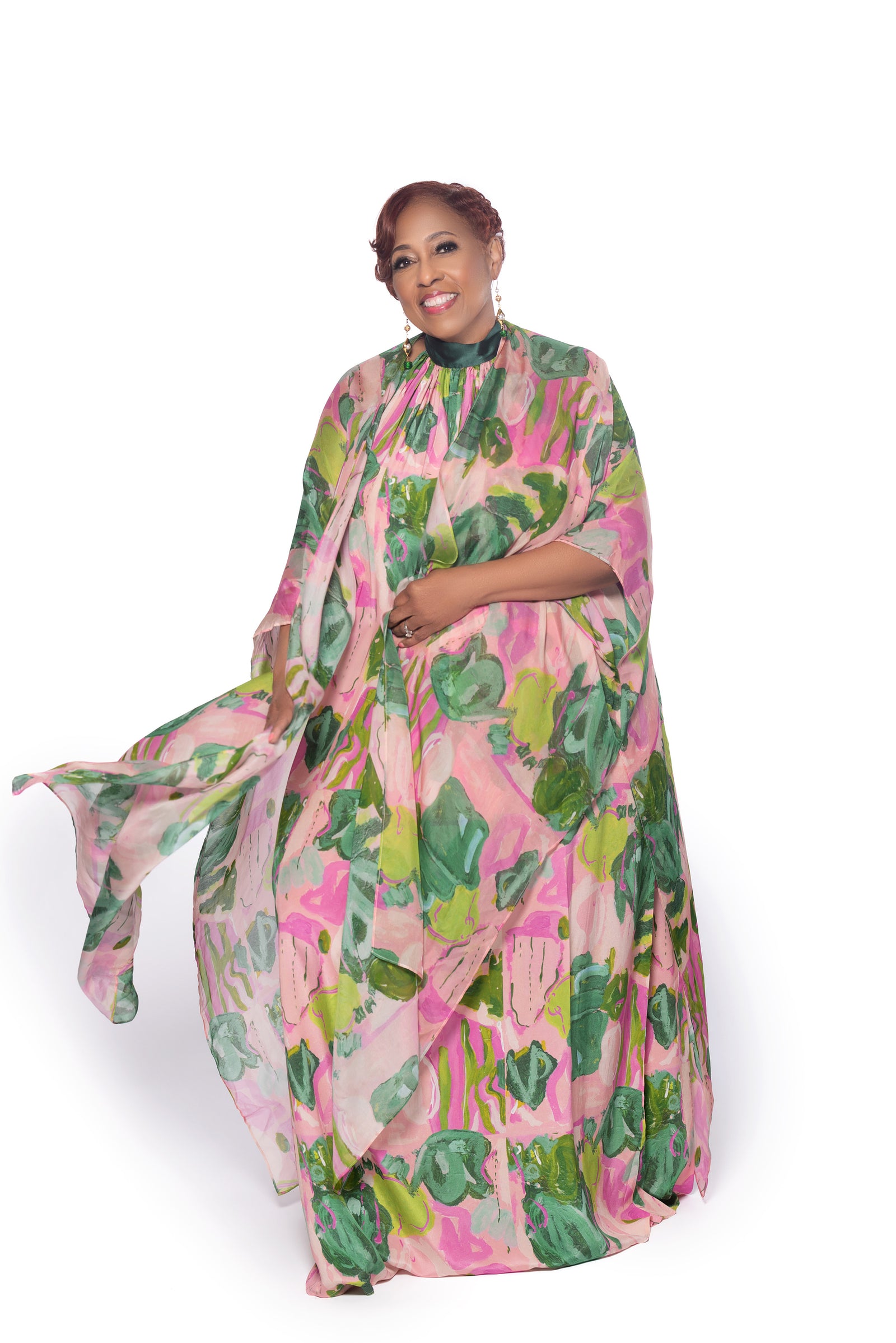 Pink Seashells Gathered Maxi Dress – Cedric Brown Collection