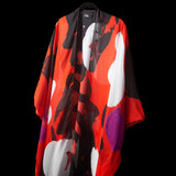 Red Black Tropical Kimono Duster