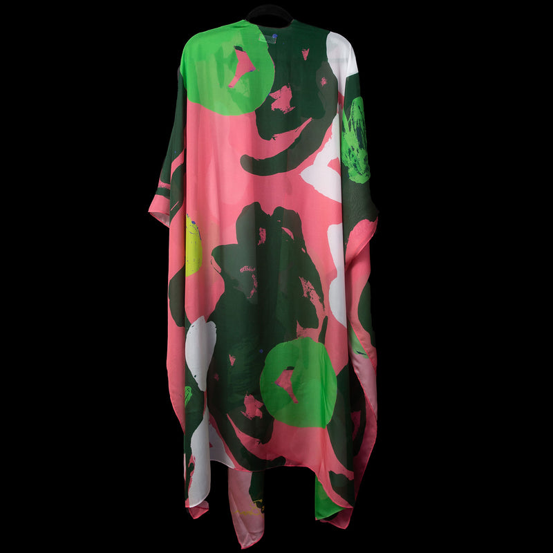 Pink Green Tropical Kimono Duster