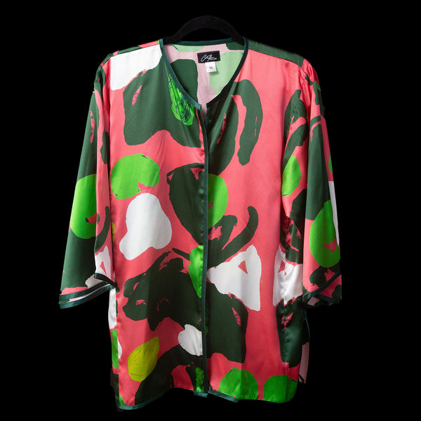 Pink Green Tropical Silk Cardigan