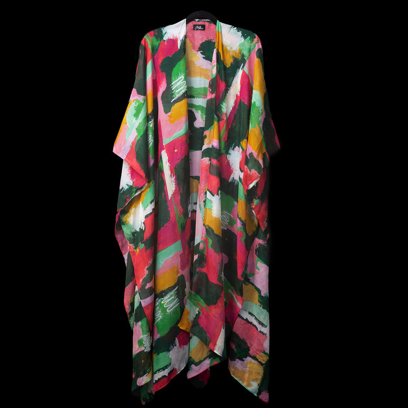 Pink Green Gold Pastel Marks Duster