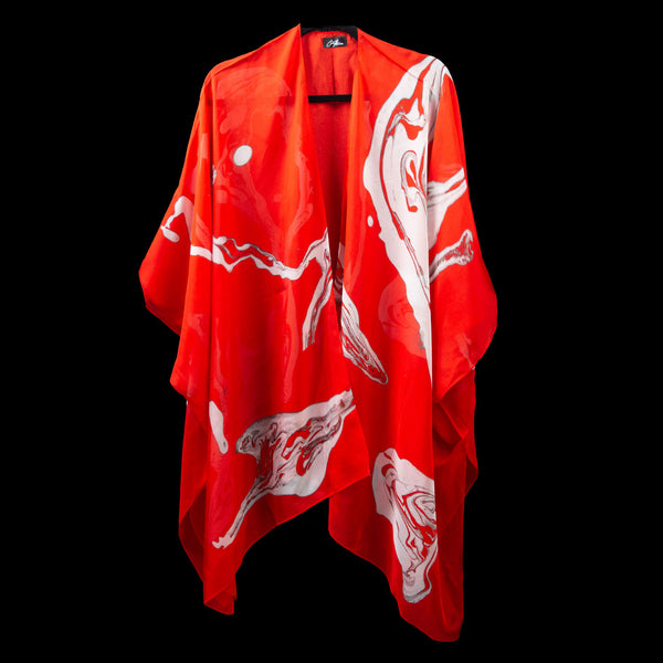 Red Marble Cape Kimono