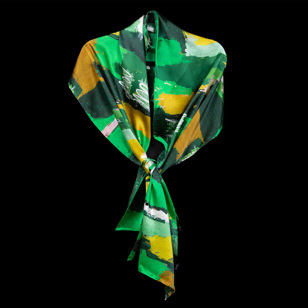 Green Gold Pastel Marks Oblong Scarf
