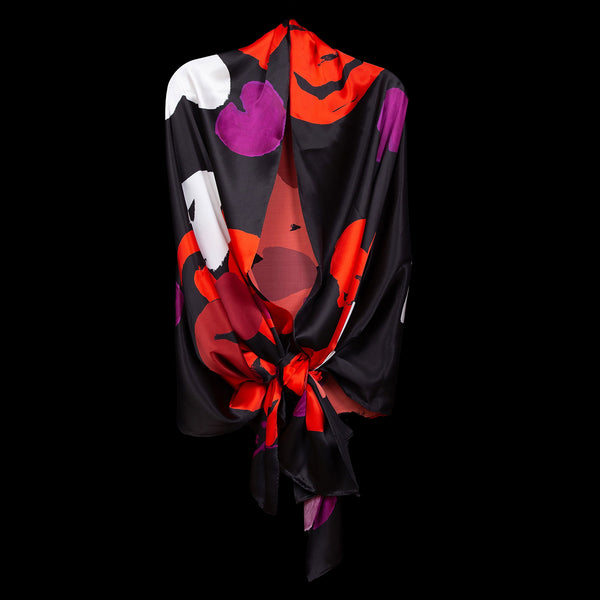 Black Red Tropical Wrap Scarf