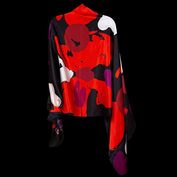 Black Red Tropical Wrap Scarf