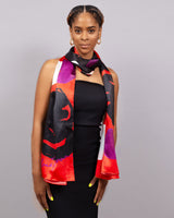 Red Black Tropical Wrap Scarf