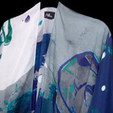 Blue Multi Floral Expression Cape Kimono