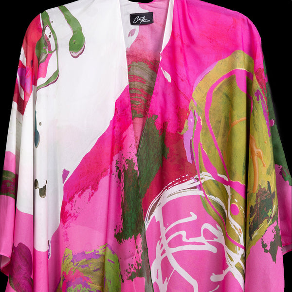 Pre Order Pink Multi Floral Expression Cape Kimono