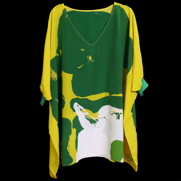 Yellow Green Organic II Kaftan Dress W/ Cuff