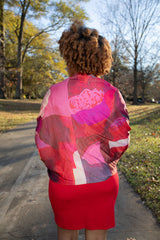 Red Burgundy Cream Abstract Blocks Wrap Scarf
