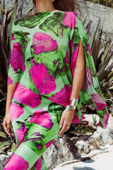 Green Magenta Blocks Shawl