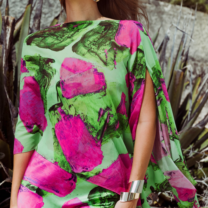 Green Magenta Blocks Shawl