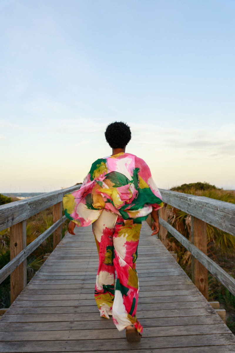 Pink and Two Greens Palazzo Pants