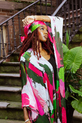 Pink Green Black Brushstrokes Oblong Scarf