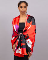 Red Black Tropical Wrap Scarf