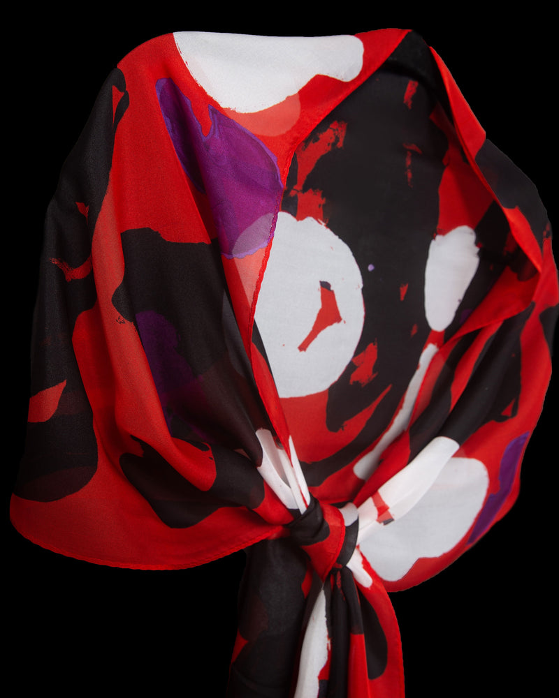 Red Tropical Oblong Scarf