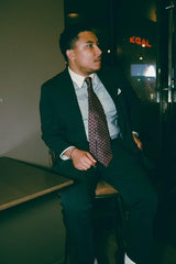 Navy Orange Palm Trees Neck Tie