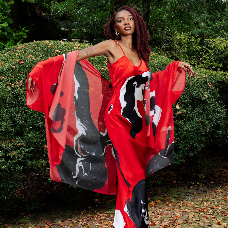 Red Black Marble Slip Dress Large Red Black Marble Slip Dress Large