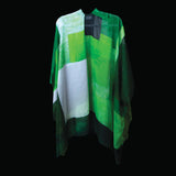 Green Blocks And Stripes Cape Kimono