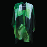 Green Blocks And Stripes Cape Kimono