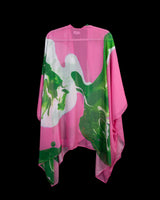 Pink Green Marble Cape Kimono