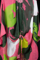 Pink Green Tropical Cape Kimono